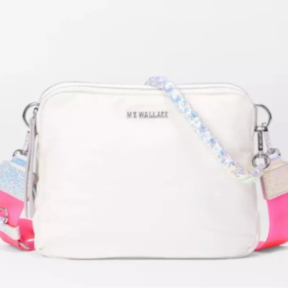 MZ Wallace White Crossbody Bag with Pink Strap - Picture 6 of 16